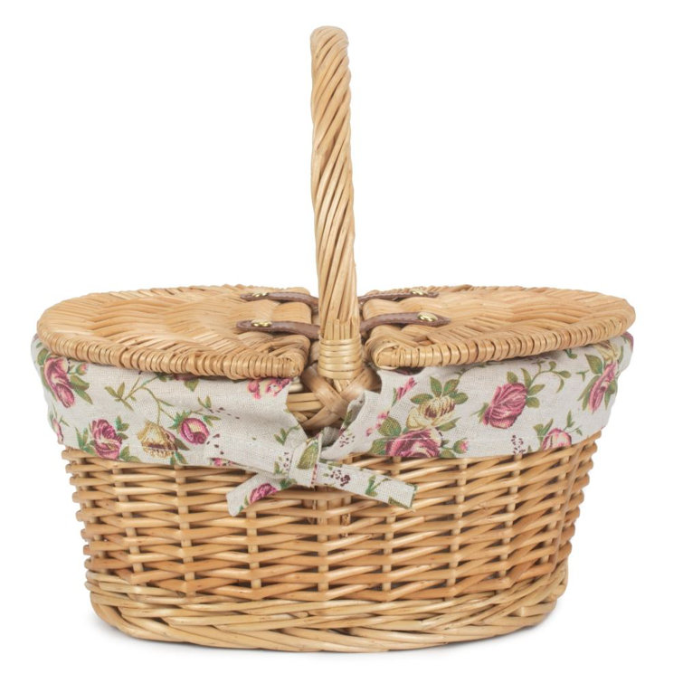 August Grove Wicker Child sized Picnic Hamper Basket with Lining